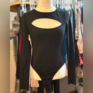 Forever 21 Black Cutout Long Sleeve Bodysuit